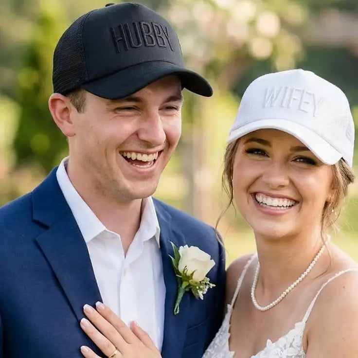 Wifey and Hubby Custom Embroidered Trucker Hat - Hats