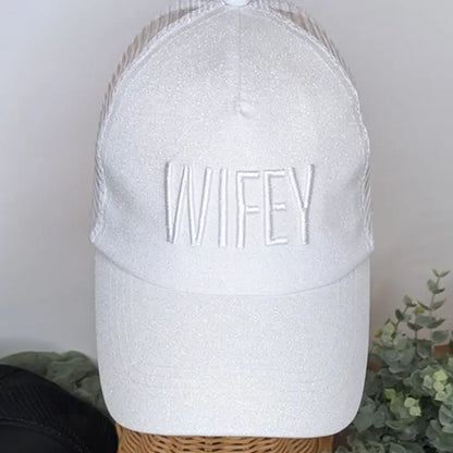 Wifey and Hubby Custom Embroidered Trucker Hat - Hats