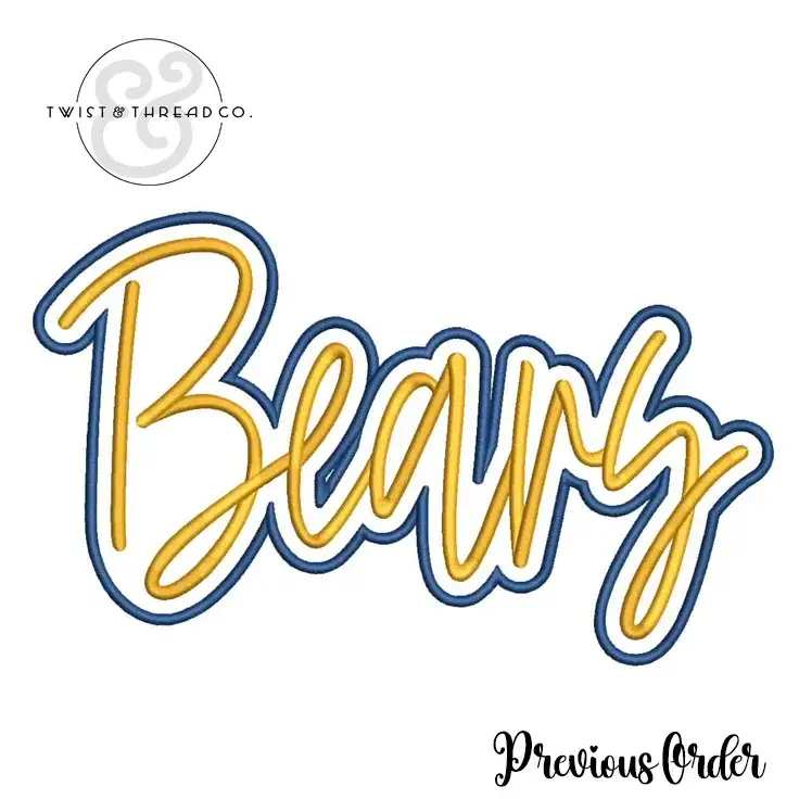 Twist & Thread Co. embroidered patch design with the word 'Beauty' in yellow and blue stitching